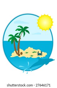 Illustration of summer landscape in round shape