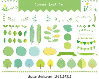 Illustration of summer leaves and tree.
