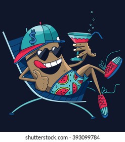 illustration of summer man surfer