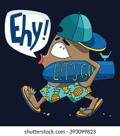 illustration of summer man surfer