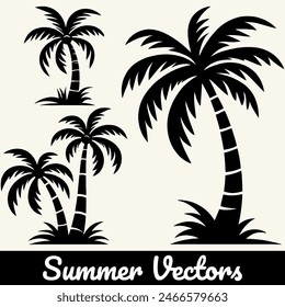 Illustration of a summer palm tree silhouette in vector form.