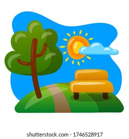 illustration of the summer park landscape in a day
