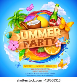 illustration of Summer Party poster design