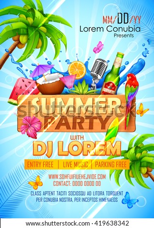 illustration of Summer Party poster design