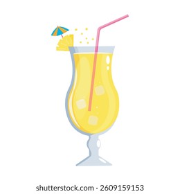 Illustration of summer pineapple drink.