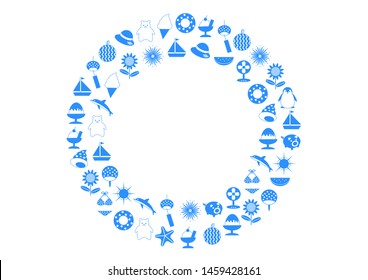 Illustration of summer. round shape decoration.