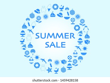 Illustration of summer sale. round shape decoration.