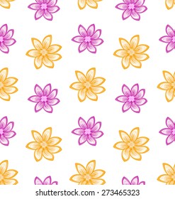 Illustration Summer Seamless Pattern with Colorful Flowers, Cute Pattern for Weave - Vector