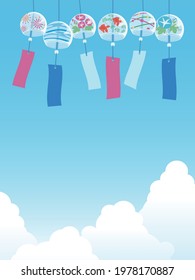 Illustration of summer sky and wind chimes