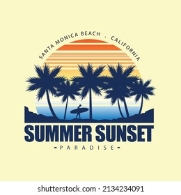 Illustration von Sommer und Sonnenuntergang am Strand