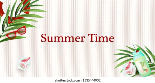 illustration of Summer time poster. Summer holidays illustration. Colorful vector illustration for banners, Wallpaper,flyers, invitation, posters, brochure, voucher discount