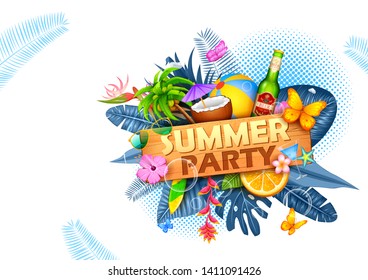 illustration of Summer time poster wallpaper for fun party invitation banner template illustration of Summer time poster wallpaper for fun party invitation banner template