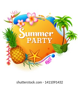 illustration of Summer time poster wallpaper for fun party invitation banner template