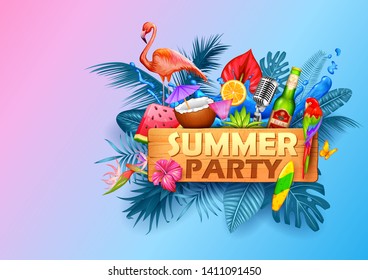 illustration of Summer time poster wallpaper for fun party invitation banner template