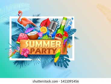 illustration of Summer time poster wallpaper for fun party invitation banner template