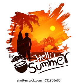 ilustración de fondo de pantalla de afiche de verano para la plantilla de banner de invitación de fiesta divertida