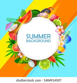 illustration of Summer time tropical poster wallpaper for fun party invitation banner template