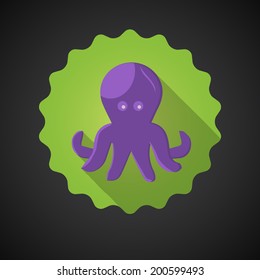 Illustration of Summer Travel Sea Octopus Squid flat vector icon