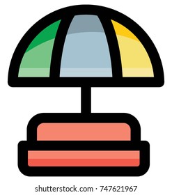 
Illustration of summer umbrella, colorful striped parasol vector icon
