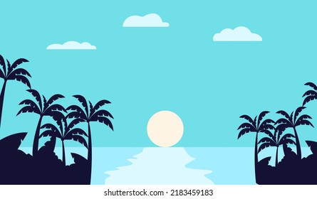 Illustration Summer vacation concept background. travel items on the beach design graphic