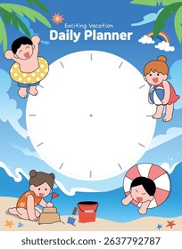 Illustration of Summer Vacation Plan
Children playing in the sea