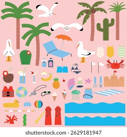 illustration of summer vacation props
