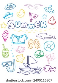 Illustration of summer vacation related decorative items