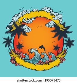 Illustration of summer vector composition