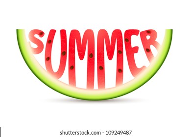 Illustration Of Summer Word Carved In Watermelon