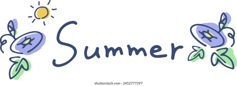 Illustration of summer-inspired letters and morning glories