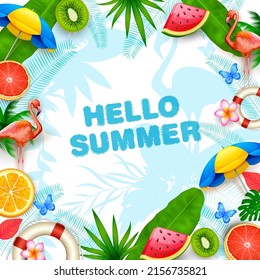 illustration of Summertime poster tropical wallpaper for fun party invitation banner template