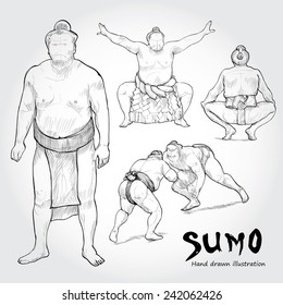 illustration of Sumo. Hand drawn. 