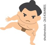 Illustration of a sumo wrestler doing sumo squats