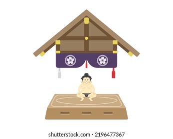 An Illustration Of A Sumo Wrestler In A Sumo Wrestling Ring.