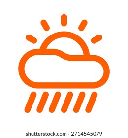 Ilustración del sol detrás de una nube con líneas de lluvia