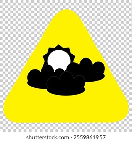 An illustration of the sun and black clouds shows stable weather