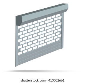 Illustration of sun blind, 3D model, isolated on white background