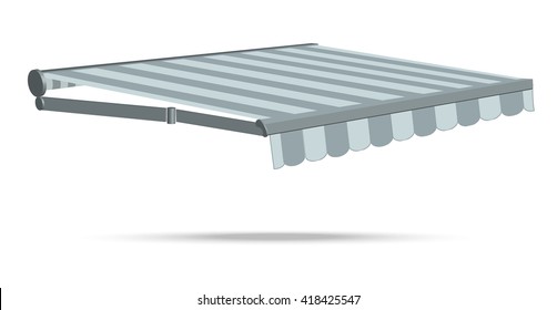 Illustration of sun blind, 3D model visualization, isolated on white background