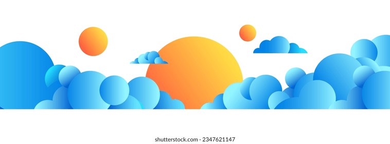 illustration of sun and clouds lining up - sunny and cloudy weather. weather forecast infographics