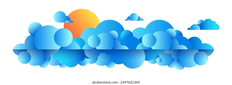 illustration of sun and clouds lining up - sunny and cloudy weather. weather forecast infographics