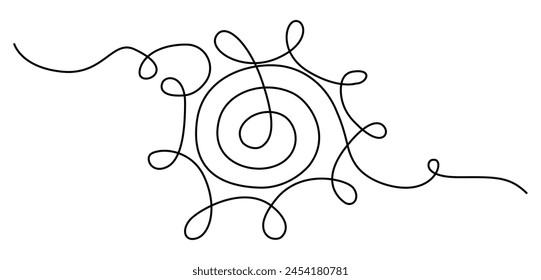 Illustration of the sun, continuous line. Rest. Vacation. Vector.