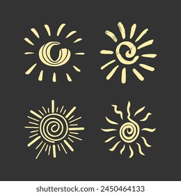 illustration of the sun drawn manually by hand