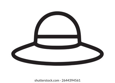 Illustration of a sun hat with a brim and a band around it
