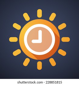 Illustration of a sun icon with a clock