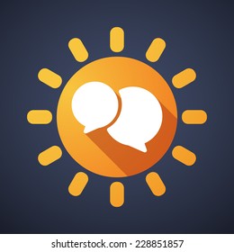 Illustration of a sun icon with a comic balloon