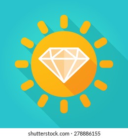 Illustration of a sun icon with a diamond