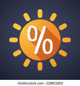 Illustration of a sun icon with a discount sign