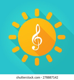 Illustration of a sun icon with a g clef