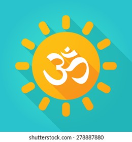 Illustration of a sun icon with an om sign