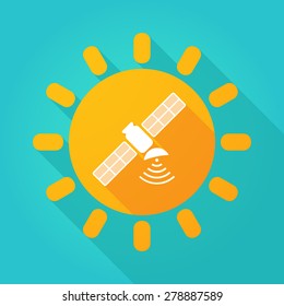 Illustration of a sun icon with a satellite